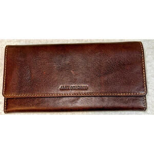 JACK GEORGES Womens Voyager Collection Leather Flap Clutch Wallet 7726 BROWN